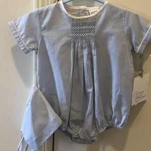 Blue smocked gingham 3 M bubble.